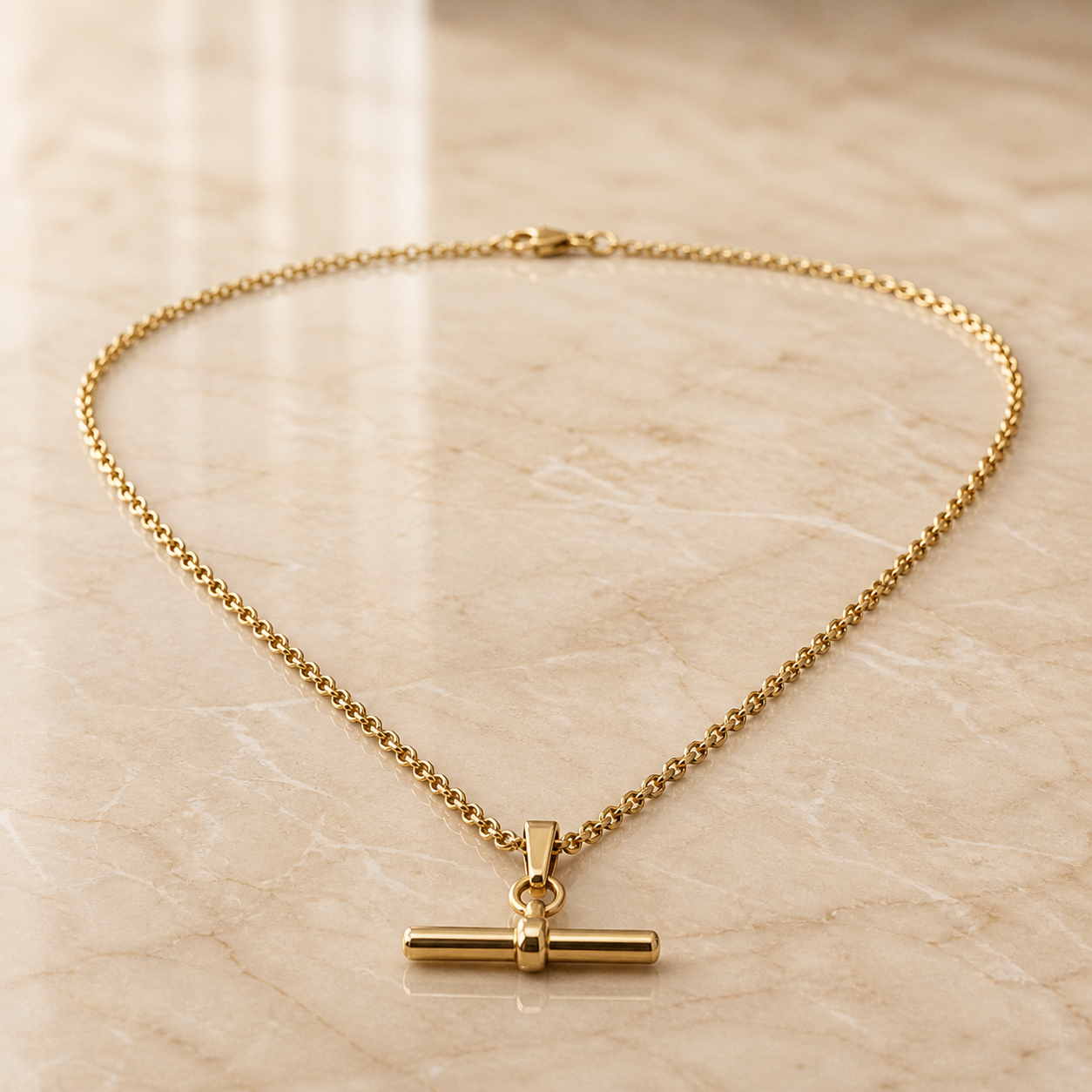T-Bar Necklace - 18K Yellow Gold Vermeil