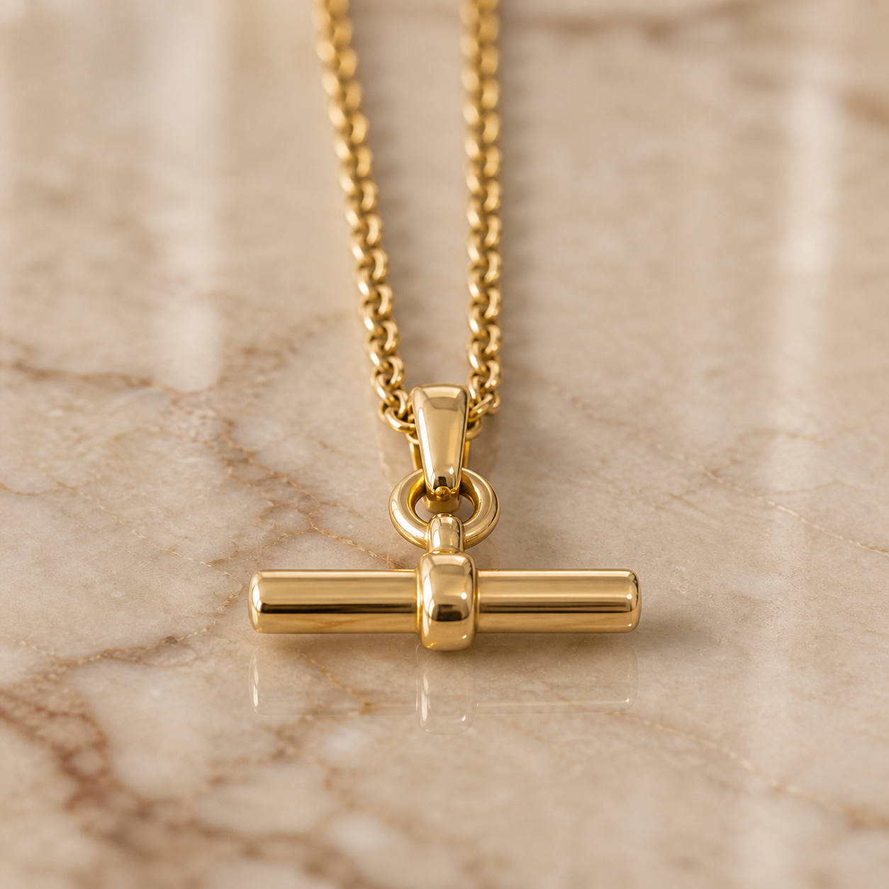 T-Bar Necklace - 18K Yellow Gold Vermeil