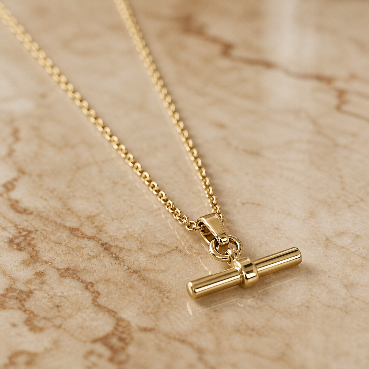 T-Bar Necklace - 18K Yellow Gold Vermeil