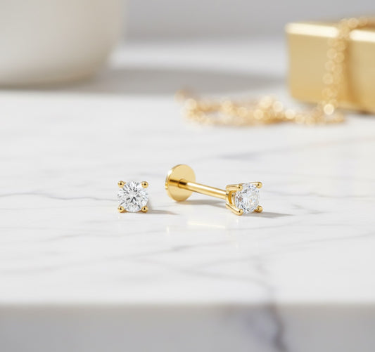 Daily Diamond Flatbacks - Solid 18K Gold